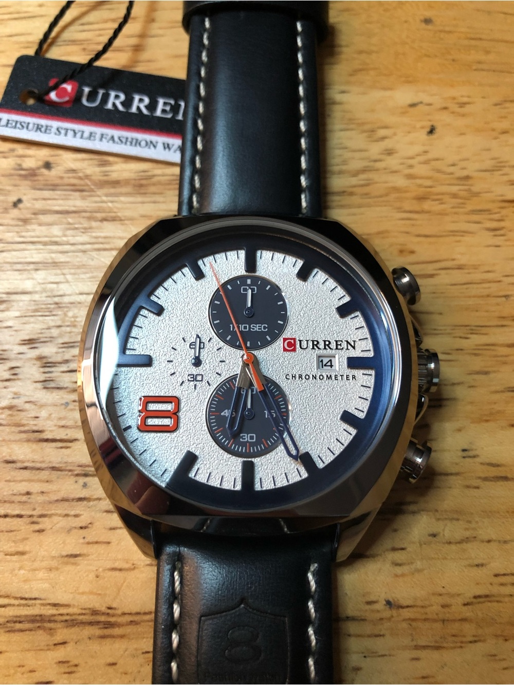 New Men’s Black and White Chronograph Curren